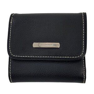 NINE WEST Black Faux Leather and Nylon Tri-Fold Wallet Good Pre-Owned